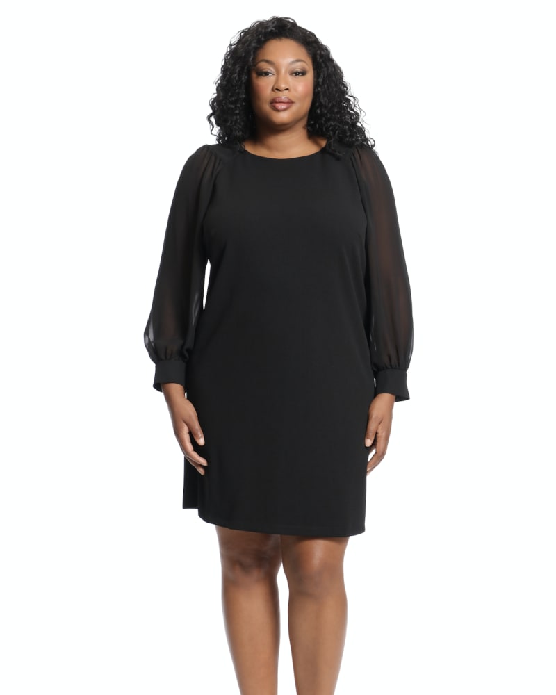 Plus Size Alexis Sheer Sleeve Shift Dress Black 